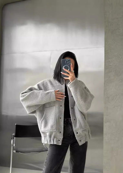 Weite Fleecejacke Mit Knopfverschluss