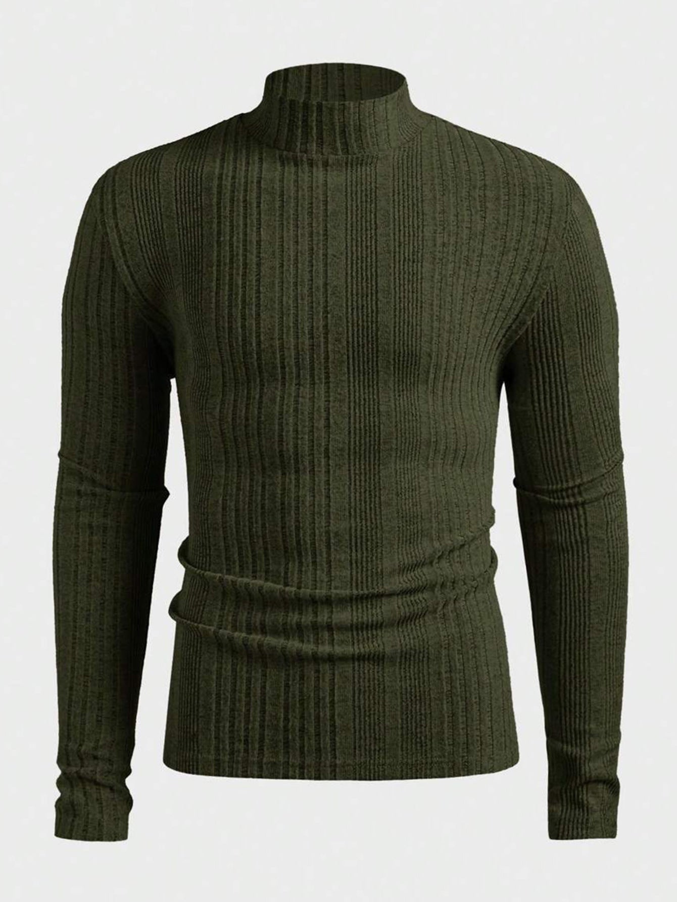 Herren Pullover Strick Hochkragen Rippoptik