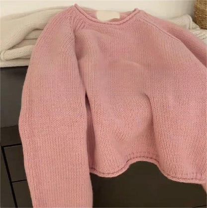 Damen Bequemer Oversized Pullover Weich Baumwolle