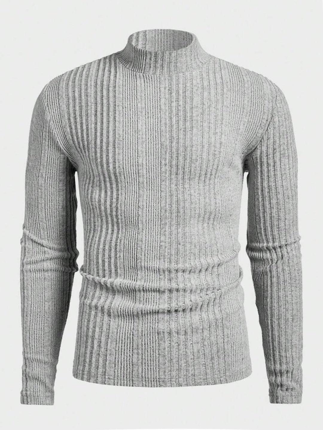 Herren Pullover Strick Hochkragen Rippoptik