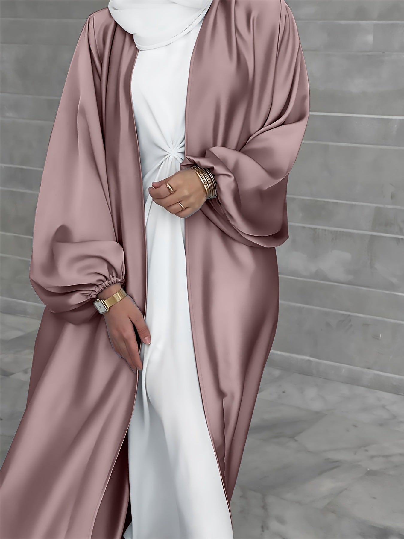 Kimono Jacke Seidenweich XXL Offene Vorderseite Langärmlig