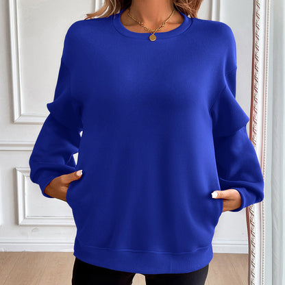 Bequemer Sweater Rundhals Lange Ärmel Weich