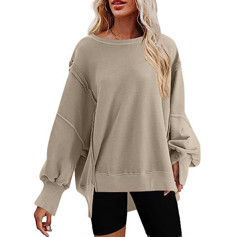 Damen Oversized Pullover Bequem Lässig Weite Ärmel