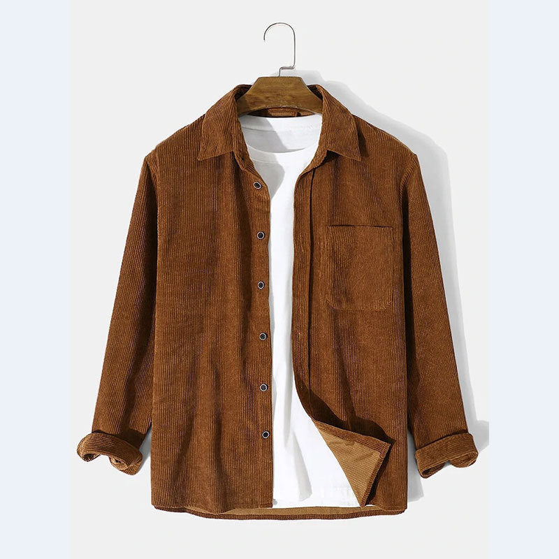 Herren Cordjacke Elegant Strukturiert mit Brusttasche - IdealeKleiden