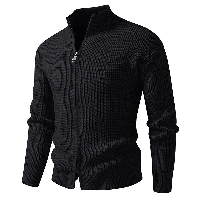 Herren Strickjacke Hochkragen Modern Schnellverschluss