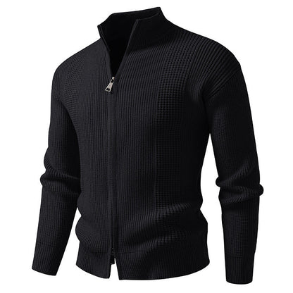 Herren Strickjacke Hochkragen Modern Schnellverschluss