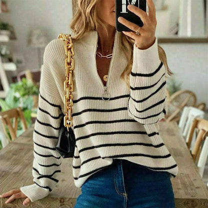 Gestreifter Strickpullover Leicht und Bequem