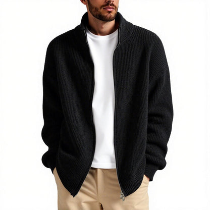 Herren Strickjacke Hochkragen Reißverschluss Praktisch