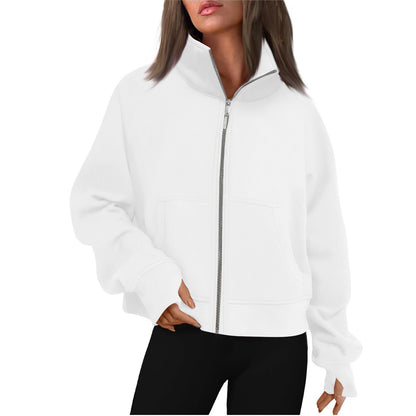 Damen Sweatjacke Bequem Hochkragen Style