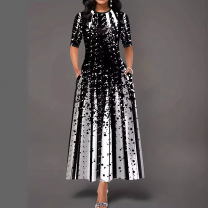 Damen Maxikleid Sommer Farben Spritzmuster - IdealeKleiden