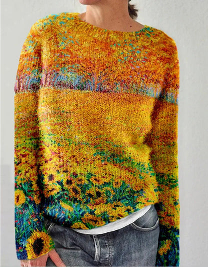 Damen Strickpullover 3D Blumen Design