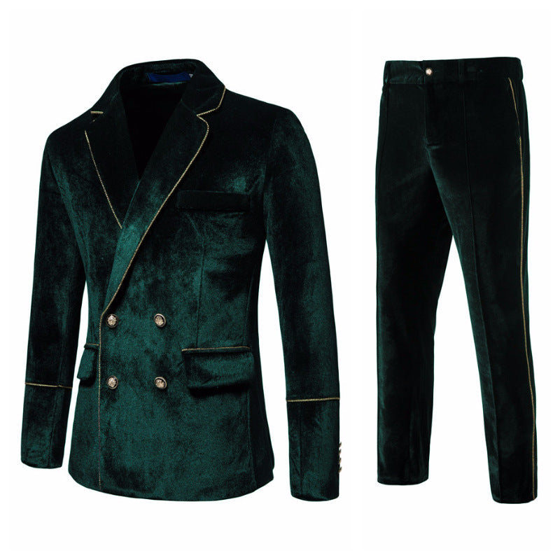 Herren Anzug Samt Elegant Gold