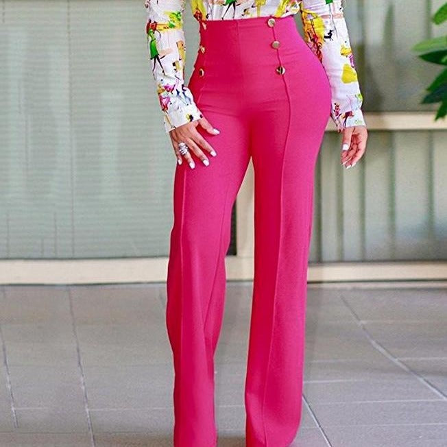 Elegante Damen Palazzo Hose Hoch Taille - IdealeKleiden