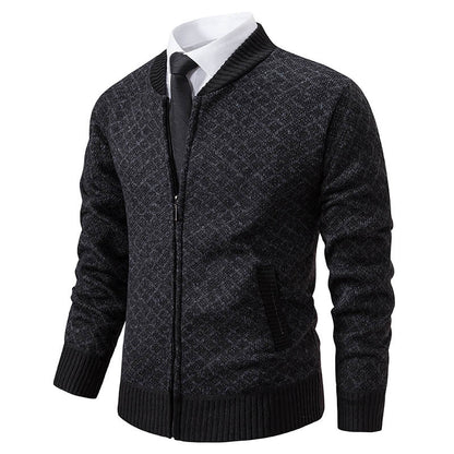 Herren Strickjacke Moderne Zippverschluss Strukturiert Stilvoll