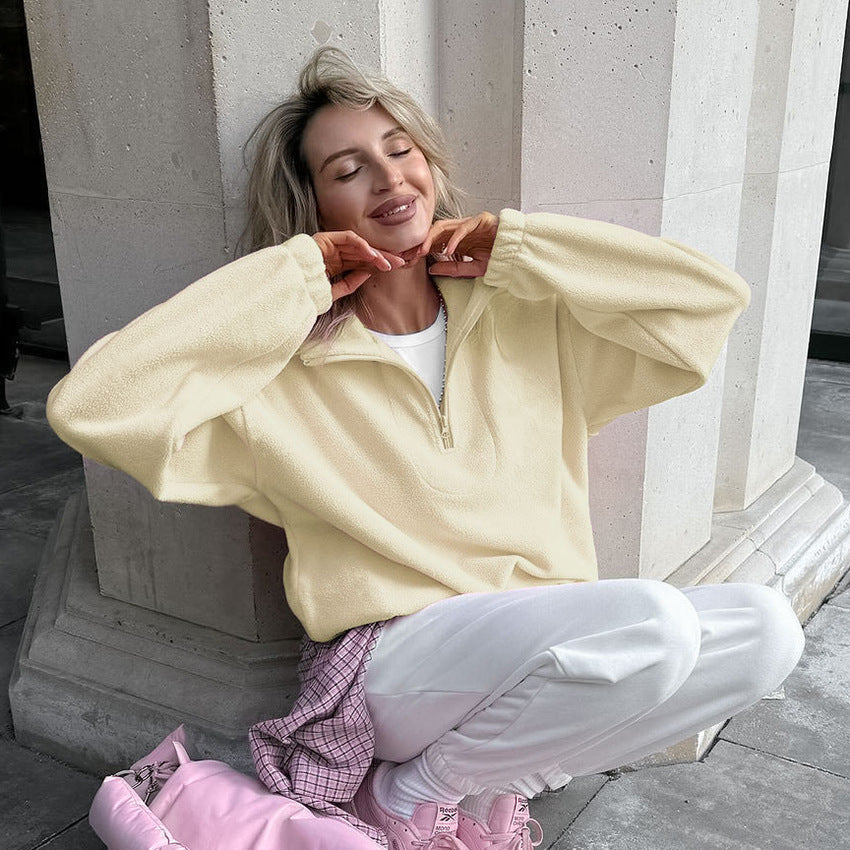 Damen Fleece Pullover Weich und Warm