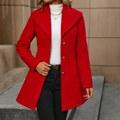Elegante Damenstrickjacke Taillierte Passform Wollmantel - IdealeKleiden