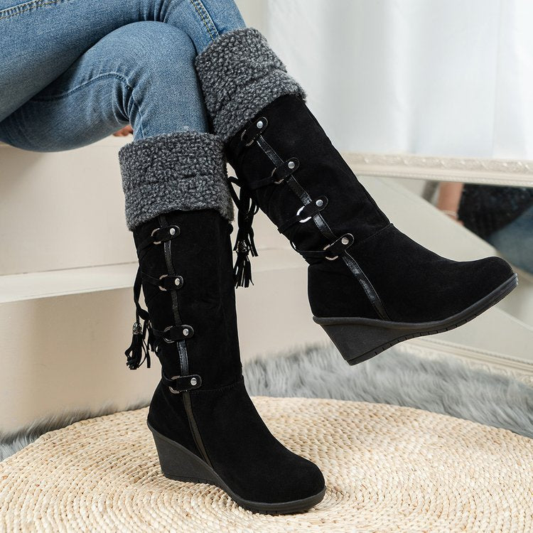 Damen Stiefel Wildleder Elegantes Design