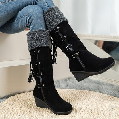 Damen Stiefel Wildleder Elegantes Design