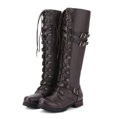 Elegante Stiefel Retro-Design Schnalle&Schnürsenkel