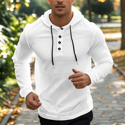 Herren Sport Hoodie mit Taschen und Knöpfen