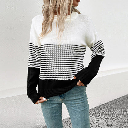 Stylisher Strickpullover Streifenmuster Bequem
