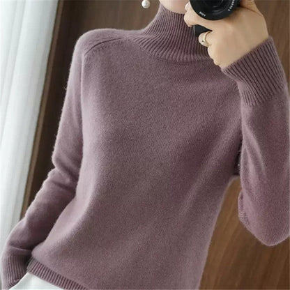 Damen Merinowollpullover Weich Rollkragen Eleganz