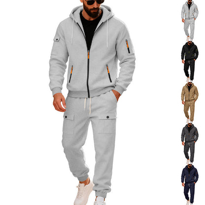 Herren Jogginganzug Sportlich Kapuze Taschen - IdealeKleiden