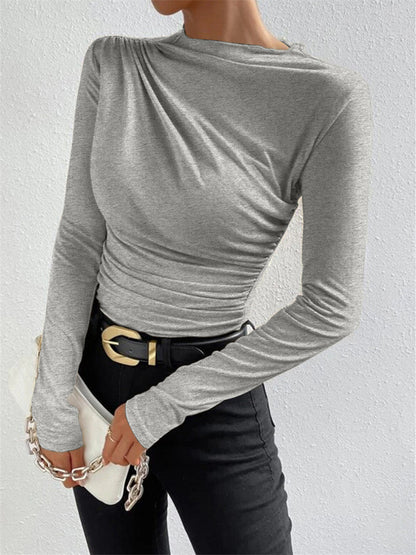 Damen Elegantes Langarmshirt mit Raffungen und femininem Schnitt