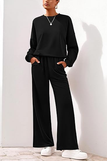 Damen Sweathose Bequem Weite Bein Relaxed Fit