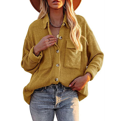 Damen Oversize Bluse mit Struktur und Knöpfen