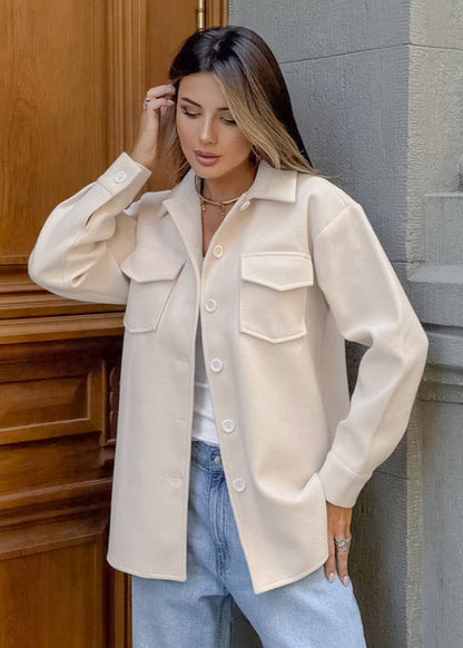 Warme Overshirt aus Wolle Mischung