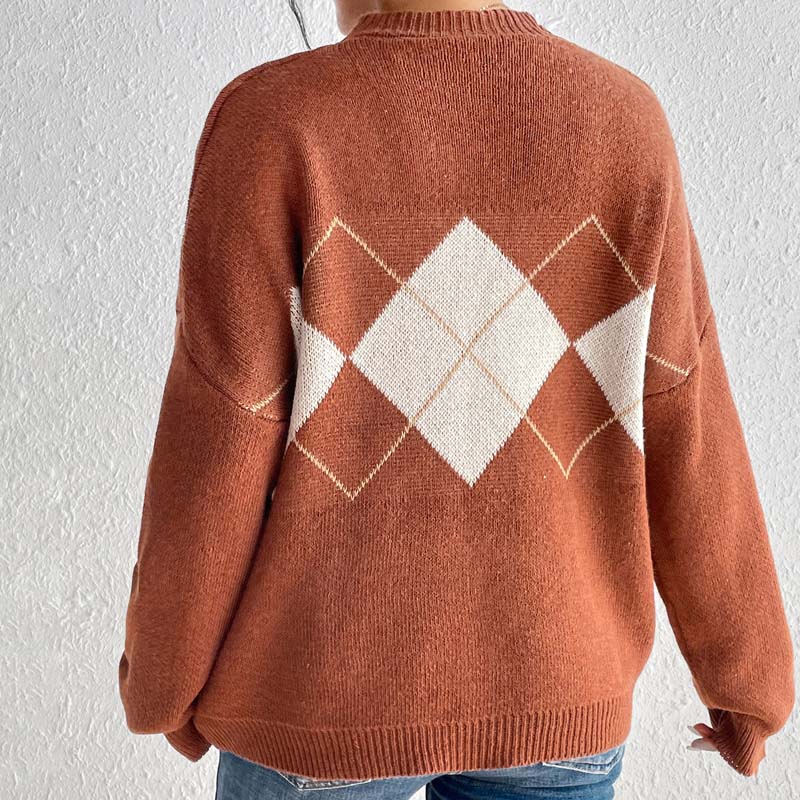 Modischer Strickpullover Geometrische Muster - IdealeKleiden