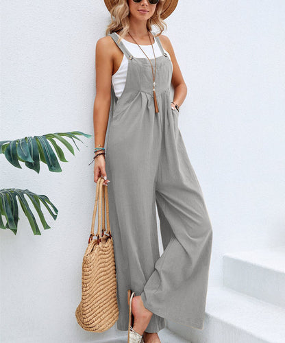 Damen Jumpsuit Modern Weites Bein Verstellbar