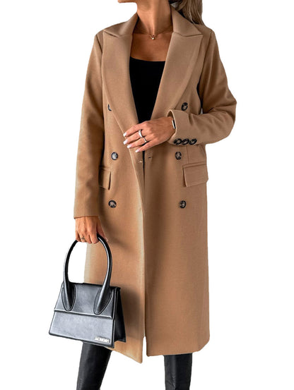 Damen Trenchcoat Klassisch Elegant Mit Taschen