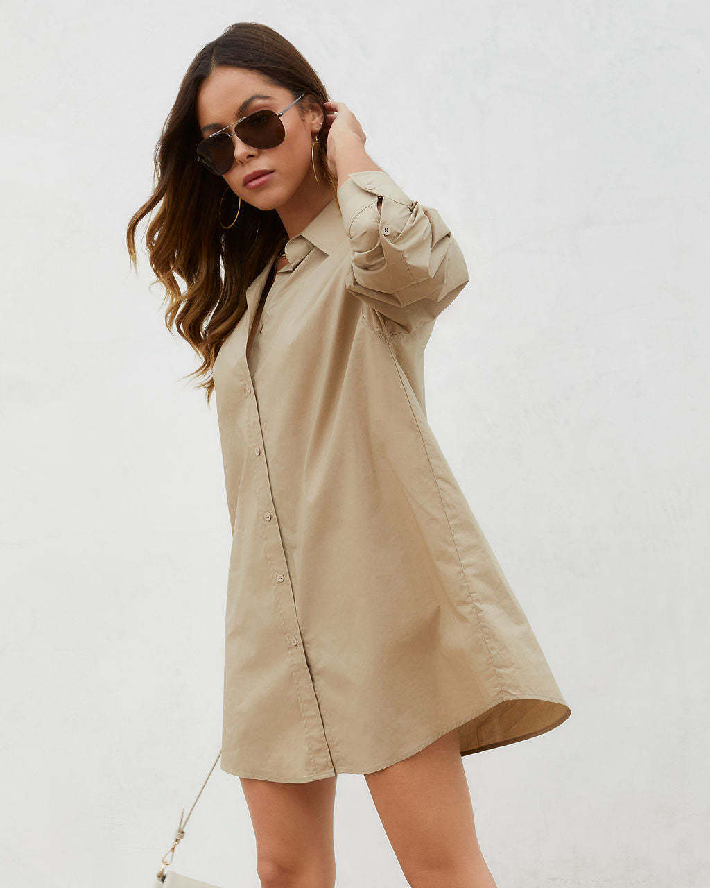 Damen Leichtes Sommerkleid Mit Knopfverschluss