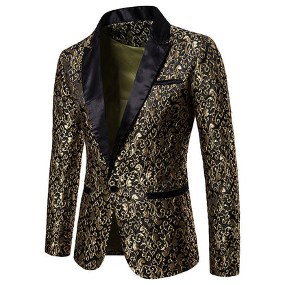 Herren Samt Blazer Elegant Muster Schwarz