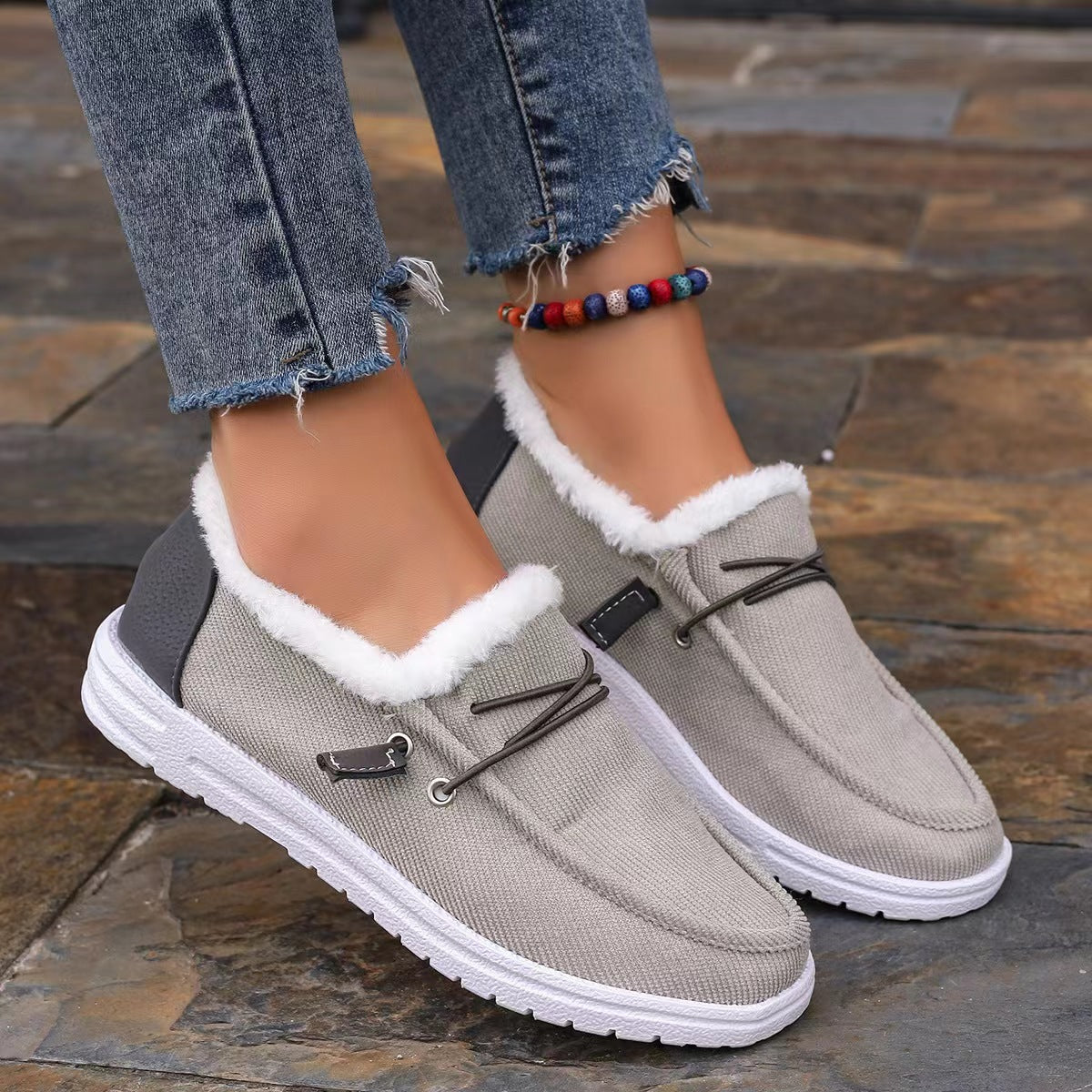 Damen Plüschslipper Warm Bequem Rutschfest