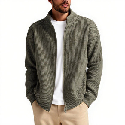 Herren Strickjacke Hochkragen Reißverschluss Praktisch
