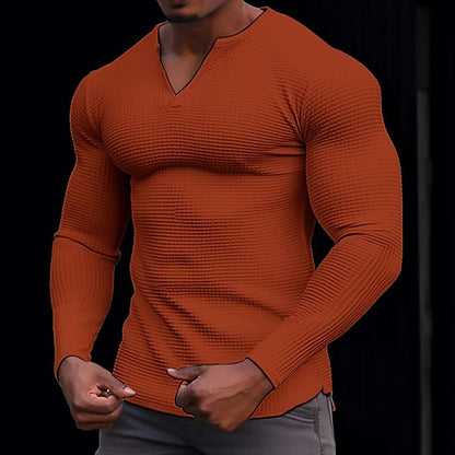 Herren Langarmshirt Strukturiert Elegant