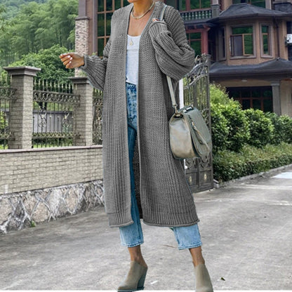 Damen Strickmantel Weit Ärmel Elegantes Design