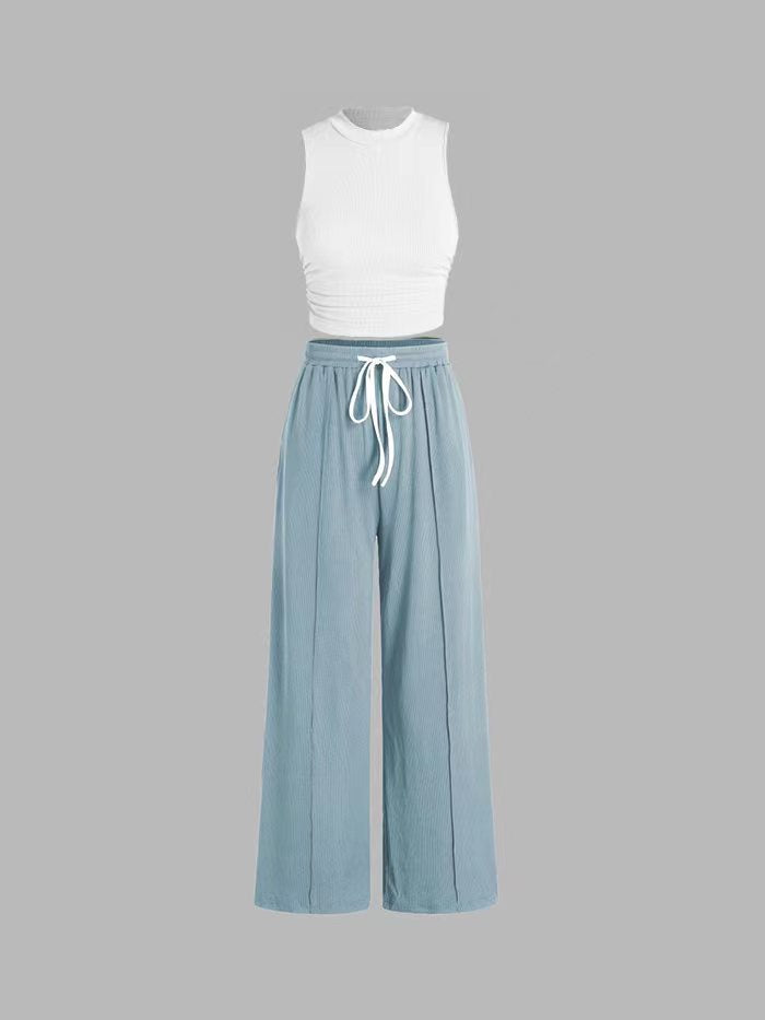 Damen Casual-Outfit: Weite Hose und Bequemes Top Set