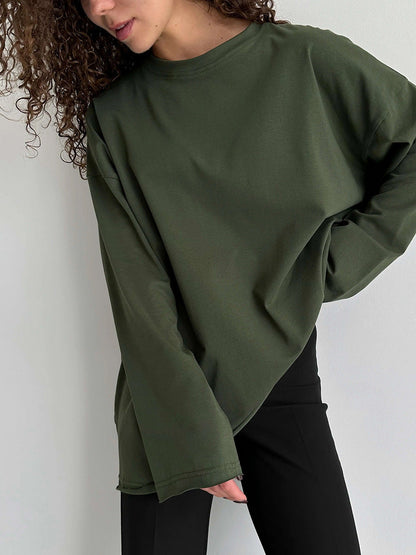 Damen Oversize Langarmshirt Hochwertig Modern