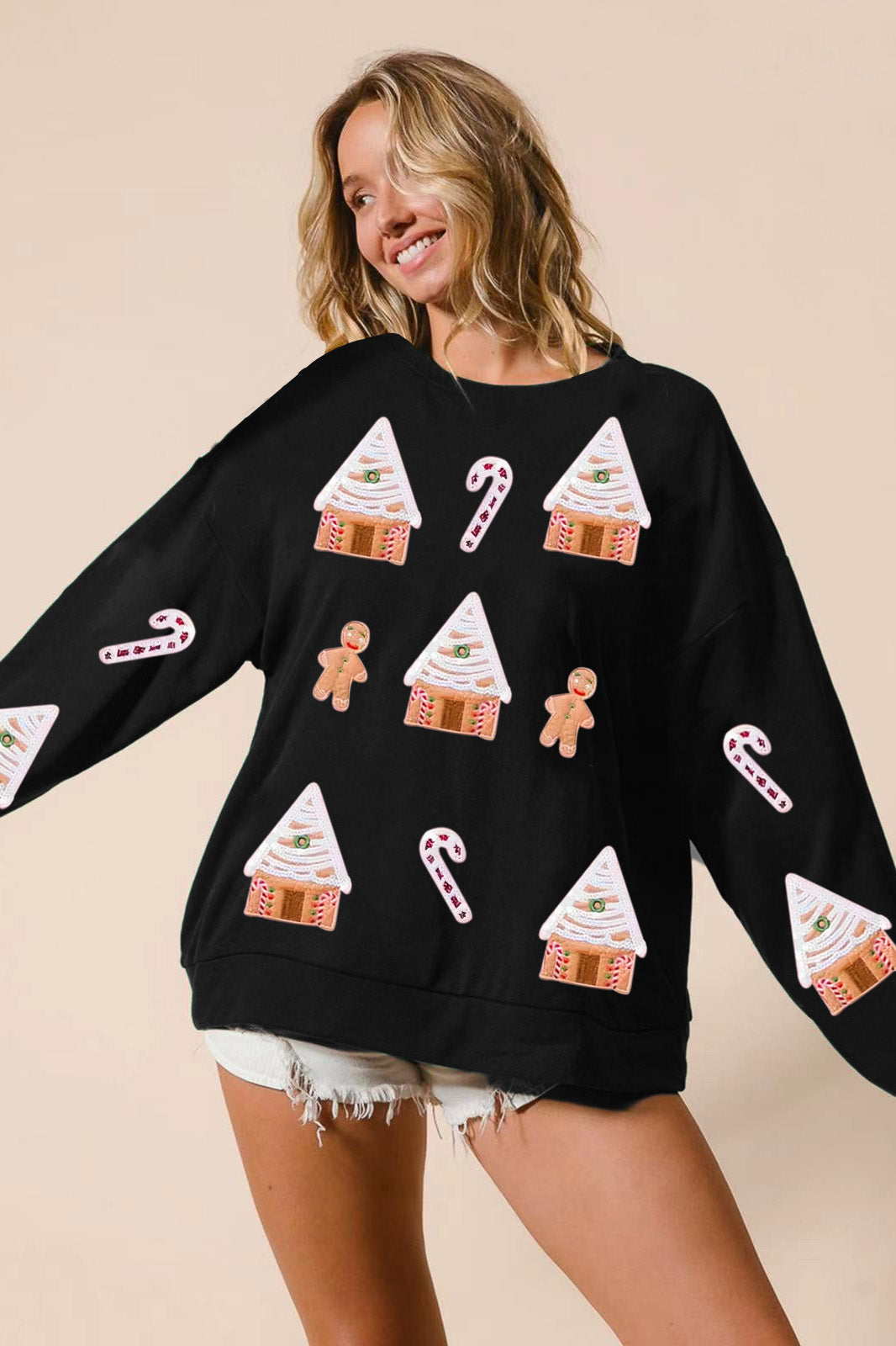 Weihnachtskleid Glitzer Pailletten Top
