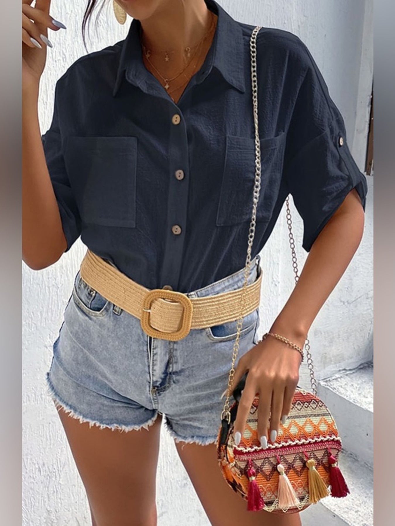 Damen Leinenbluse Sommerleicht Elegantes Design