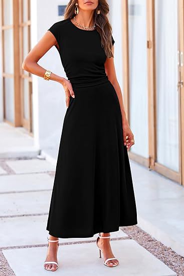 Damen Midi-Kleid Hochtailliert Elegant Damenschuhe