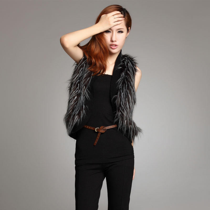 Damen Plüschweste Modern mit Volants Elegant