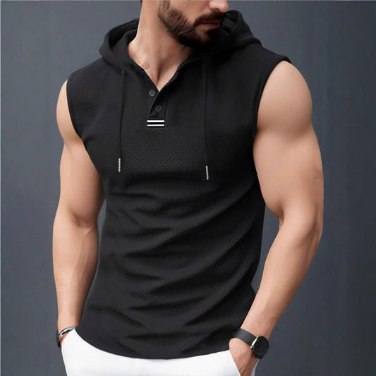 Herren Tanktop Hoodie Sportlich Strukturiert - IdealeKleiden