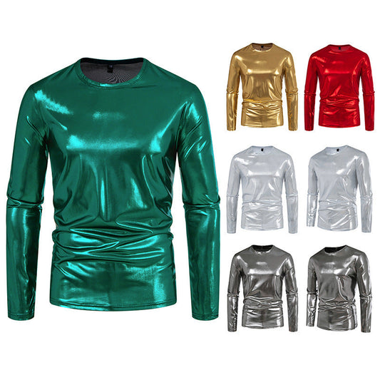 Herren Langarmshirt Glänzend Stretch Baumwolle - IdealeKleiden