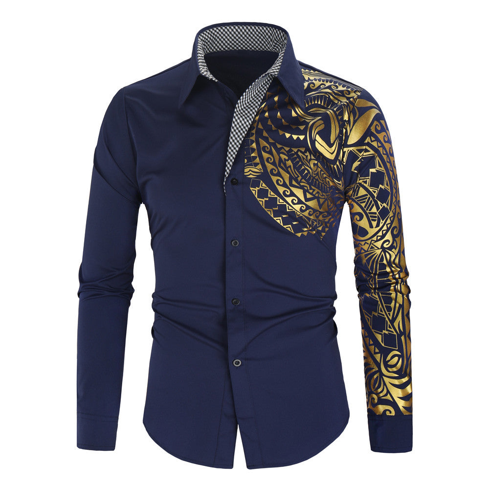 Herren Hemd Exotisch Druck Design Kontrast Kragen