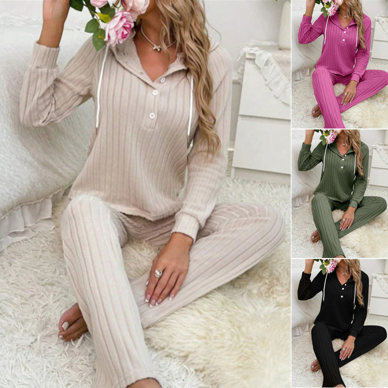 Damen Strickanzug Kapuze Modern Stylish - IdealeKleiden
